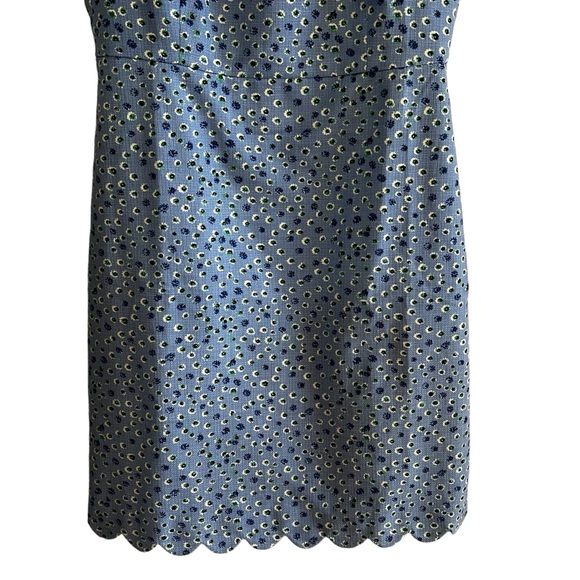 J. Crew floral scalloped square neck sheath dress size 4 excellent condition - Picture 4 of 11